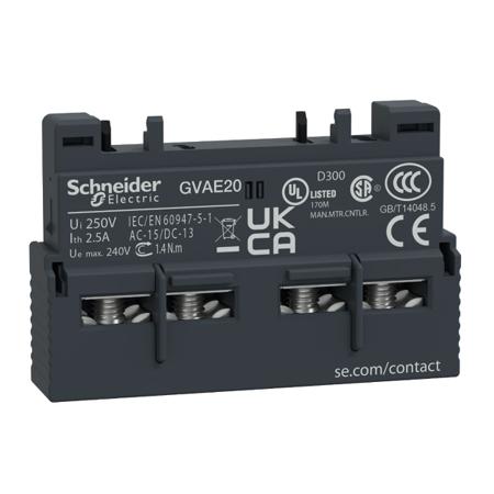 GVAE20 Schneider Electric Auxiliary Contact, 2 Contact, 2NO, Front Mount, TeSys, TeSys Deca GVAE