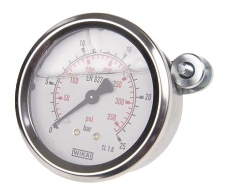9314196 WIKA  Analogue Positive Pressure Gauge Back Entry 25bar, Connection Size G 1/4