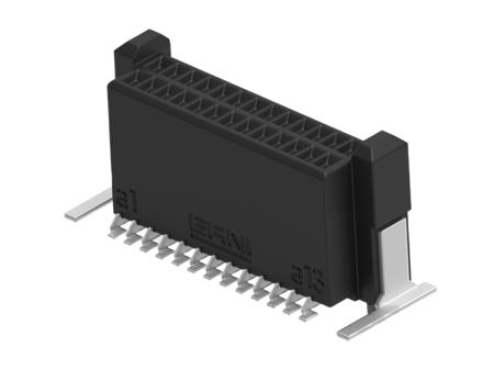 294015-E ERNI ERNI MicroCon Series Vertical Surface Mount PCB Socket, 26-Contact, 2-Row, 0.8mm Pitch, Surface Mount Termination