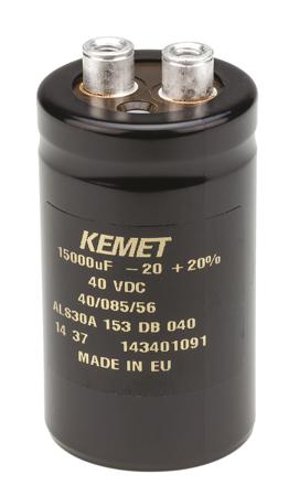 ALS30A153DB040 KEMET 15000μF Aluminium Electrolytic Capacitor 40V dc, Screw Terminal -