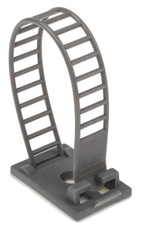 404-443 RS Pro , Cable Clip Grey Self Adhesive Nylon Adjustable Clamp, 26mm Max. Bundle