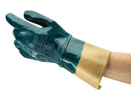 47409080 Ansell ActivArmr Hylite 47-409 Blue Cotton Oil Grip, Oil Repellent Work Gloves, Size 8, Nitrile Coating