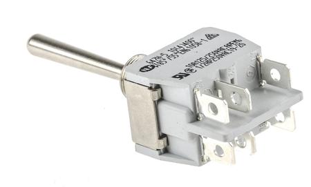 647H-2-5RS Apem DPDT Toggle Switch, (On)-Off-(On), Panel Mount