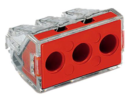 773-173 WAGO 773 PUSH WIRE Series Junction Box Connector, 3-Way, 41A, 14 → 10 AWG Wire, Push In Termination
