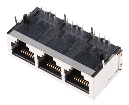 09455511123 HARTING RJ Industrial Series Female RJ45 Connector, Through Hole, Cat5 Right Angle 8C x 3 Ports -Way