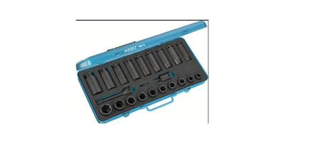 900S HAZET 13 to 27 mm 1/2 in Drive Impact Socket Set, 435 mm length