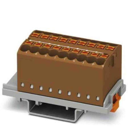 3273054 Phoenix Contact Distribution Block, 18 Way, 4mm², 24A, 690 V, Brown