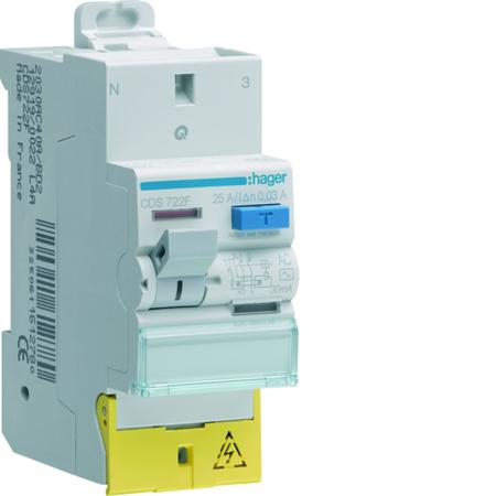CDS722F Hager CDS RCD Switch, 25A, 2 Pole, 30mA, Type AC, 230V