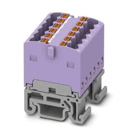 3002974 Phoenix Contact Distribution Block, 12 Way, 2.5mm², 17.5A, 500 V, Violet