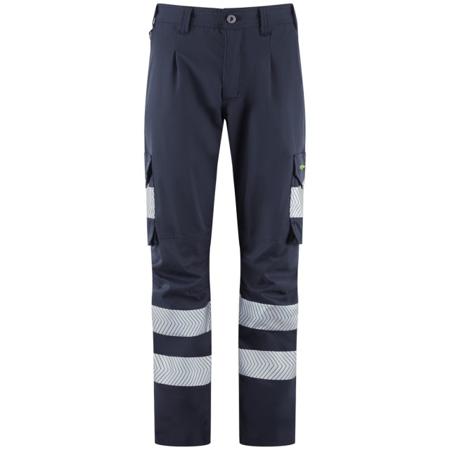 CL05-NV-LEO-14R Leo Workwear WINSWELL Navy Durable, Stretchy Hi Vis Trousers Leg Length 27in