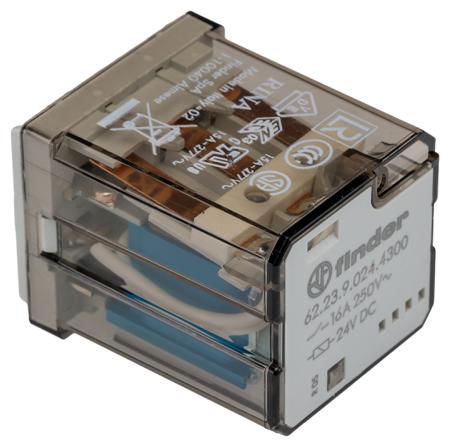 622390244300 Finder PCB Mount Power Relay, 24V dc Coil, 16A Switching Current, 3PDT