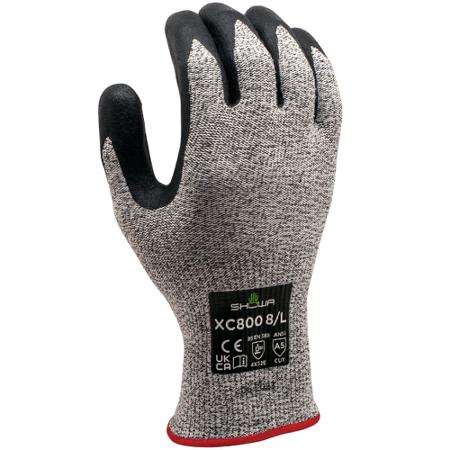 SHOXC8004 Showa XC800 Black, White HPPE Abrasion Resistant, Cut Resistant Work Gloves, Size XL, Microporous Nitrile Coating