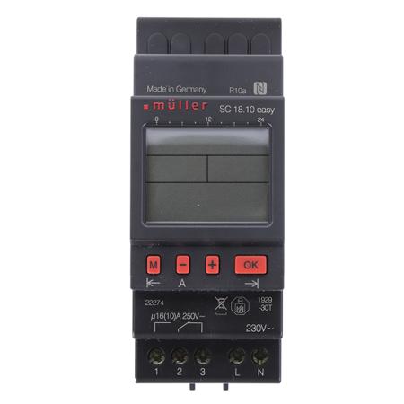 SC 18.10 easy Muller Digital DIN Rail Time Switch 230 V ac, 1-Channel