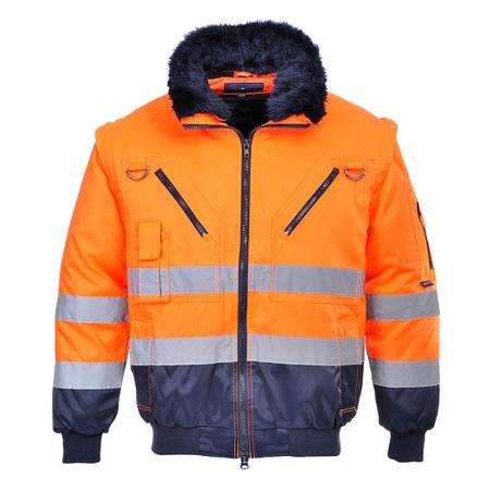 PJ50ONRS Portwest PJ50 Orange/Navy Unisex Hi Vis Jacket, S