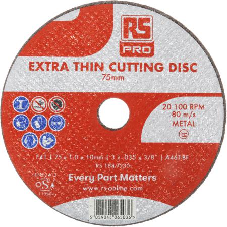 184-9230 RS PRO Aluminium Oxide Cutting Disc, 75mm x 1mm Thick, Fine Grade, P120 Grit, 10 in pack