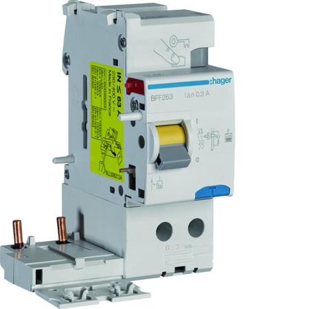 BFF263 Hager BFF RCCB, 63A, 2 Pole, 300mA, Type F