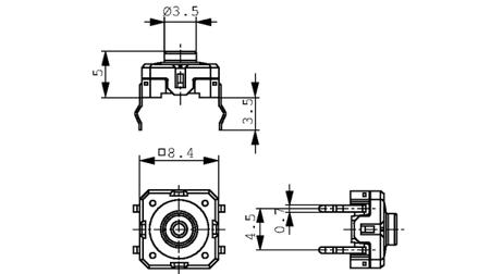 1-14-100-501-0000 Blue Momentary Tactile Switch, 1NO 100mA Through Hole