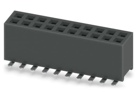 1156835 Phoenix Contact 27D/ 20-SV- 490-1-BR, FQ 1 Series Surface Mount Socket Strip, 2-Row, 1.27mm Pitch, SMD Termination