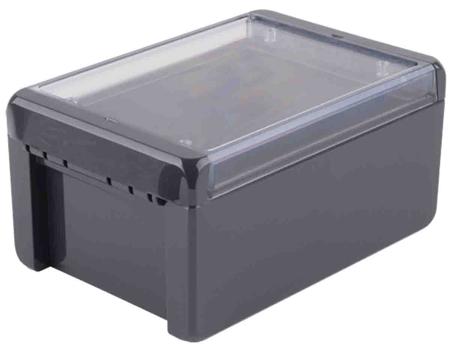 96024234-B-181309-PC-V0-G-7024 Bopla Bocube Series Graphite Grey Polycarbonate V0 Enclosure, IP66, IP68, IK07, Transparent Lid, 191 x 125 x 90mm