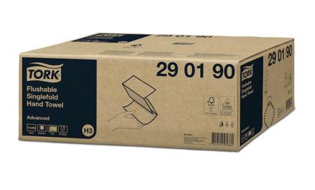 290190 Tork Flushable Singlefold Hand Towel Advanced Folded White Paper Towel 115 x 230 (Folded) mm, 230 x 230 (Unfolded) mm