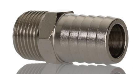 176-2025 RS PRO Hose Connector Hose Tail Adaptor, BSPT 3/8in 16mm ID, 5 MPa, 50 bar