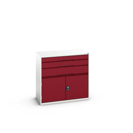 16925261.24 Bott 3 Cabinet, Steel, 1000mm x 1050mm x 550mm, Light Grey, Red