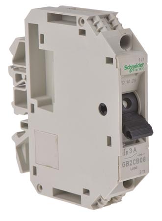 GB2CB08 Schneider Electric Thermal Circuit Breaker - GB2  Single Pole 277V ac Voltage Rating DIN Rail Mount, 3A Current Rating