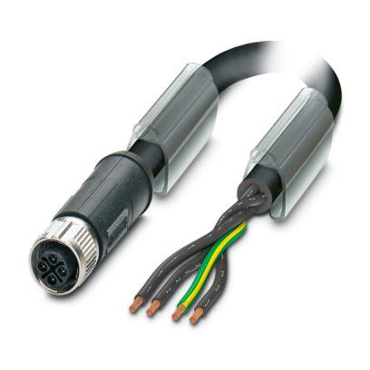 1413183 Phoenix Contact 0-PUR/M12FSS PE, SAC-4P- 3, 4m 3 Core, Black/Grey Polyurethane PUR Power Cable +85°C