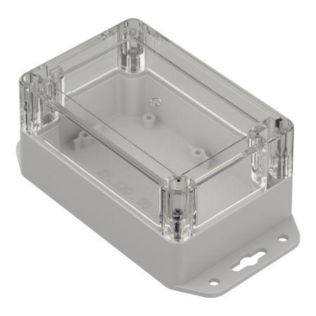 206-9098 RS PRO Light Grey Polycarbonate Enclosure, IP65, Transparent Lid, 121.4 x 81.6 x 60.2mm