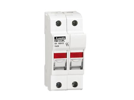 FB01D2PL Lovato 32A Rail Mount Fuse Holder With Indicator, 2P, 1kV dc