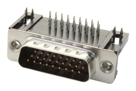 09564627813 HARTING 62 Way Right Angle Through Hole D-sub Connector Plug, 2.41mm Pitch, with 4-40 UNC Female Screwlocks, Boardlocks