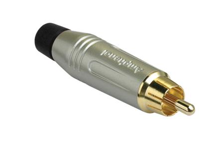 ACPR-SBK Amphenol Industrial Satin Gold Cable Mount RCA Plug, Gold, 10A