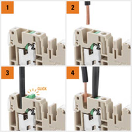 2674570000 Weidmüller AS3C 2.5 PE Series Green/Yellow Feed Through Terminal Block, 1-Level, Snap On Termination
