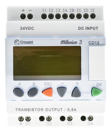 88970042 Crouzet Millenium 3 Series Logic Module, 24 V dc Supply, Transistor Output, 8-Input, Analogue, Digital Input
