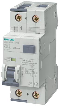 5SU13541KK10 RCBO, 10 kA,Type AC,30 mA,10 A,230 V