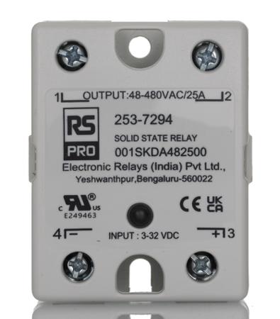 253-7294 RS PRO Solid State Relay, 25 Amps Load, Panel Mount, Surface Mount, 480 V rms Load