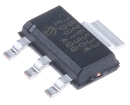 MCP1826S-3302E-DB Microchip MCP1826S-3302E/DB, LDO Regulator, 1A, 3.3 V, ±2%, 2.3 → 6 Vin 3+Tab-Pin, SOT-223