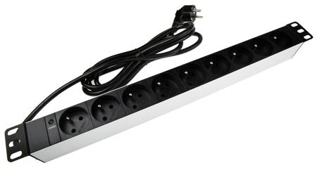 755-3961 Type E - French 9 Gang Extension Leads, 2.5m Cable, 16A