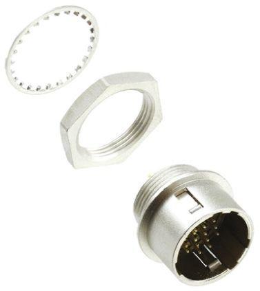 HR10A-13R-20PB-73- Hirose HR10 Series, 20 Pole Panel Mount Micro Connector, with Male Contacts