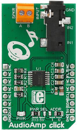 MIKROE-2368 MikroElektronika , AudioAmp click Audio Amplifier Development Board for MikroBUS