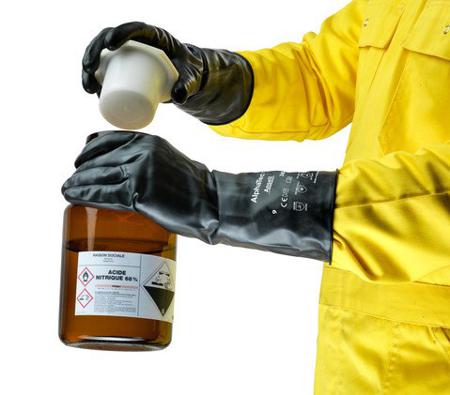 38612100 Ansell AlphaTec 38-612 Black Butyle Chemical Resistant Gloves, Size 10, Polymer Coating