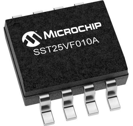 SST25VF010A-33-4I-SAE-T Microchip 1Mbit SPI Flash Memory 8-Pin SOIC,