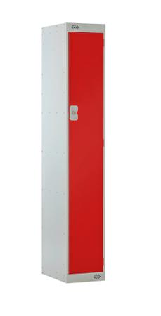 213-945 RS PRO 1 Door No Steel Light Grey, Red Locker, 1800 mm x 300 mm x 380mm