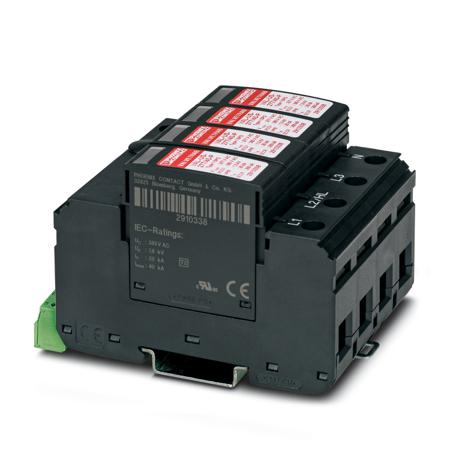 1079099 Phoenix Contact 3 Phase Surge Protector, 30kA, 4000V (Volts), DIN Rail Mount