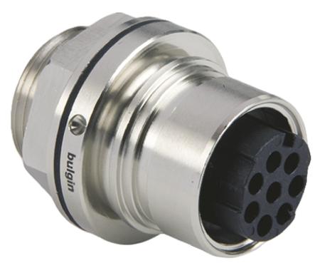 PXM6012/08S/CR Bulgin Circular Connector, 8 Contacts, Front, Socket, Female, IP69K, IP66, IP68, Buccaneer 6000 Series