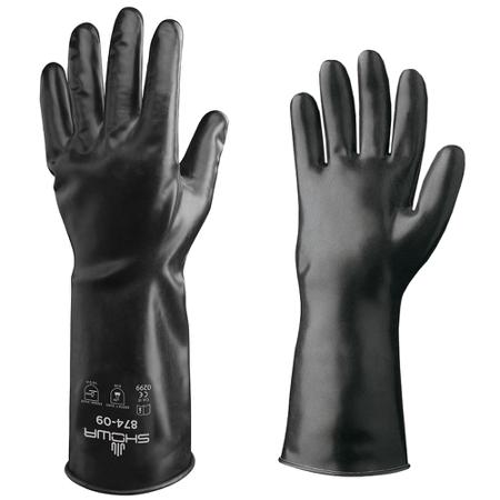 BST8741 Showa Butyl II 874 Black Chemical Resistant Work Gloves, Size Small, Butyl Coating