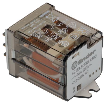 628382304300 Finder Flange Mount Power Relay, 230V dc Coil, 16A Switching Current, 3PST