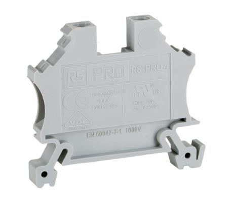 242-0486 RS PRO Grey Feed Through Terminal Block, Single-Level, Cage Clamp Termination