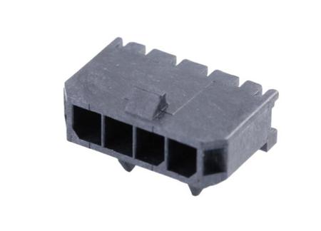 436500402 Molex 43650 Series Right Angle Through Hole PCB Header, 4 Contact(s), 3 mm Pitch, 1 Row, Shrouded