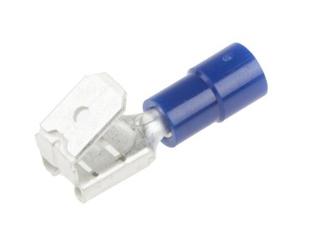 613-9895 RS PRO Blue Insulated Female Spade Connector, Piggyback Terminal, 6.35 x 0.8mm Tab Size, 1.5mm² to 2.5mm²